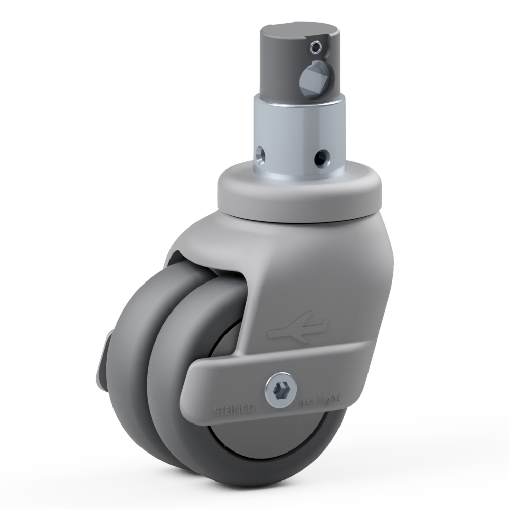 2.K580.N7H0, Double swivel castor, ∅ 75 mm, Ball bearing, TPU, Stem for central locking