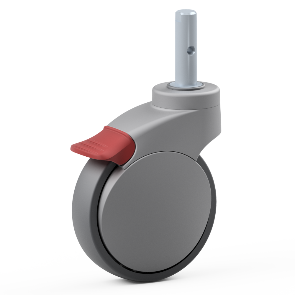 2.XPK0.PW00, Single wheel swivel castor, ∅ 125 mm, Ball bearing, TPU, Plain stem with transversal bore