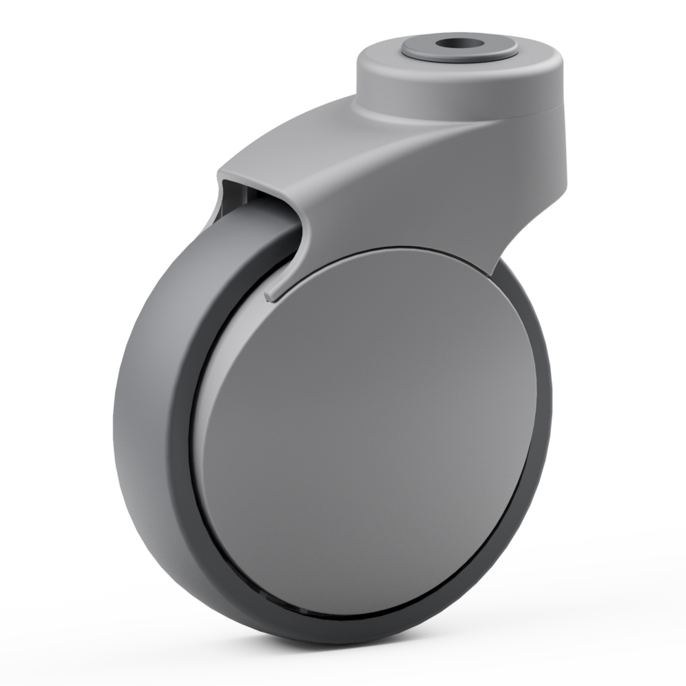 1.XCK0.PT10, Single wheel swivel castor, ∅ 100 mm, Ball bearing, TPU, Bolt hole