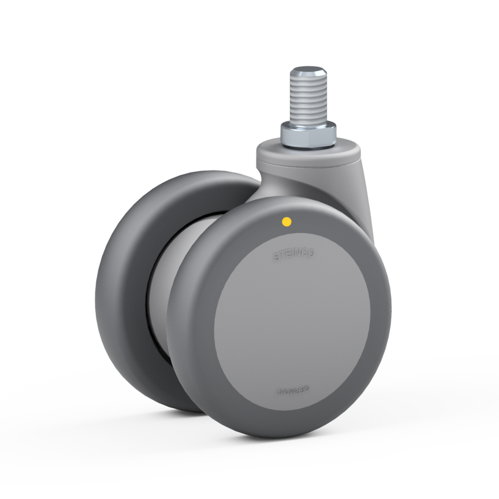 3.RQN0.DGC0, Double swivel castor, ∅ 65 mm, Plain bearing, TPU, Threaded bolt