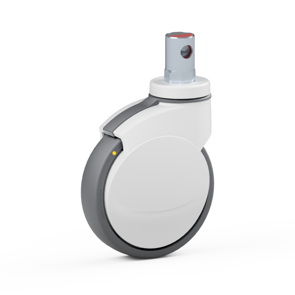 2.Z330.NP10, Single wheel swivel castor, ∅ 150 mm, Ball bearing, TPU, Stem for central locking