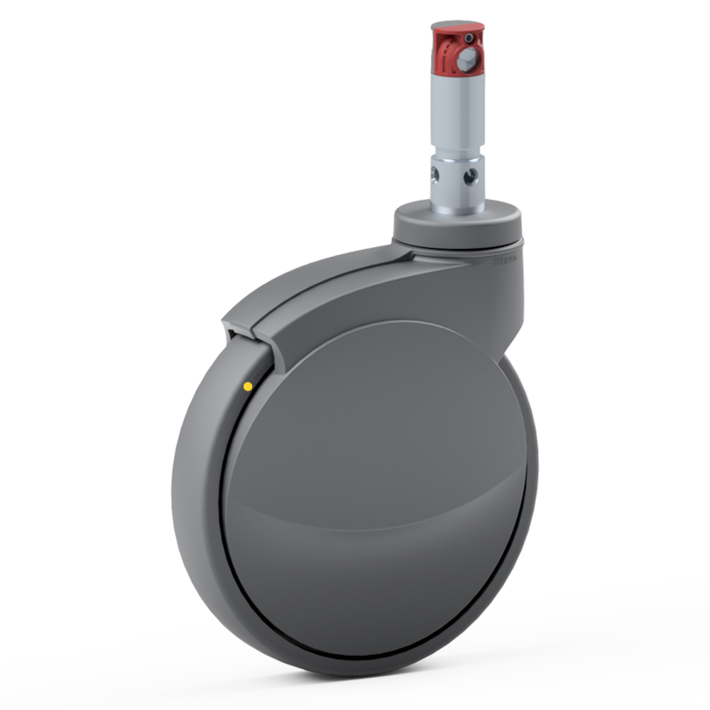 2.Z3Q1.NP11, Single wheel swivel castor, ∅ 150 mm, Ball bearing, TPU, Stem for central locking
