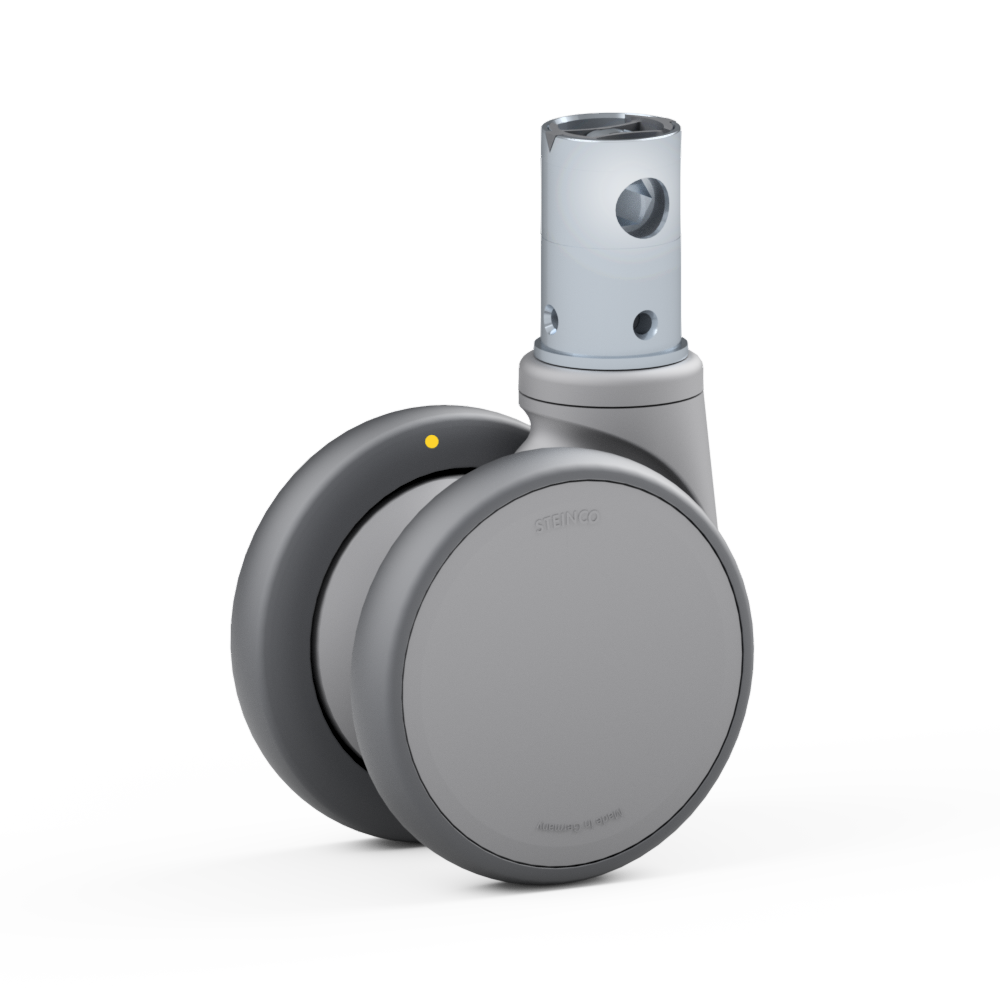 4.SBB0.FNC0, Double swivel castor, ∅ 100 mm, Ball bearing, TPU, Stem for central locking