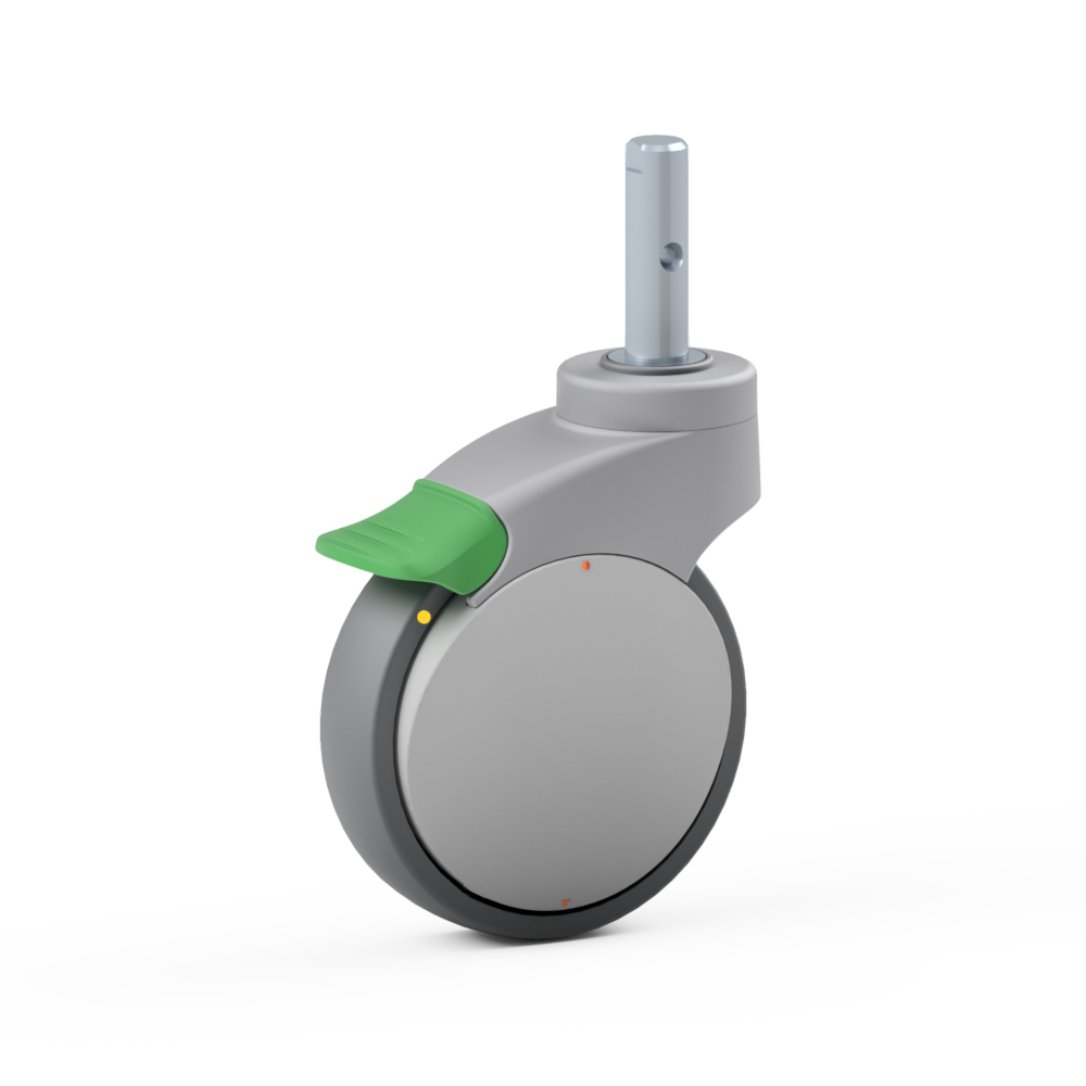 2.X8L0.PT30, Single wheel swivel castor, ∅ 100 mm, Ball bearing, TPU, Plain stem with transversal bore