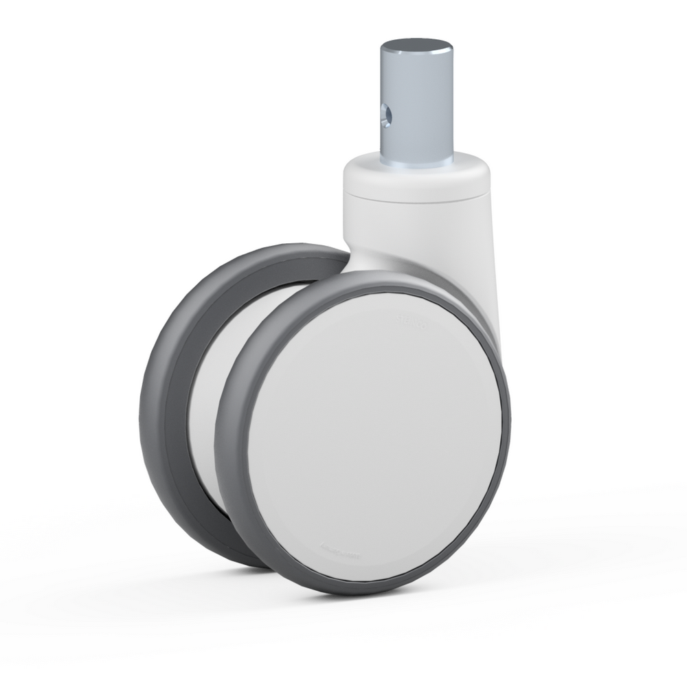 3.TPA0.FPB0, Double swivel castor, ∅ 125 mm, Ball bearing, TPU, Plain stem with transversal bore