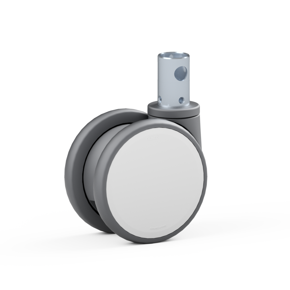 3.Y430.FRA0, Double swivel castor, ∅ 125 mm, Ball bearing, TPU, Plain stem with transversal bore