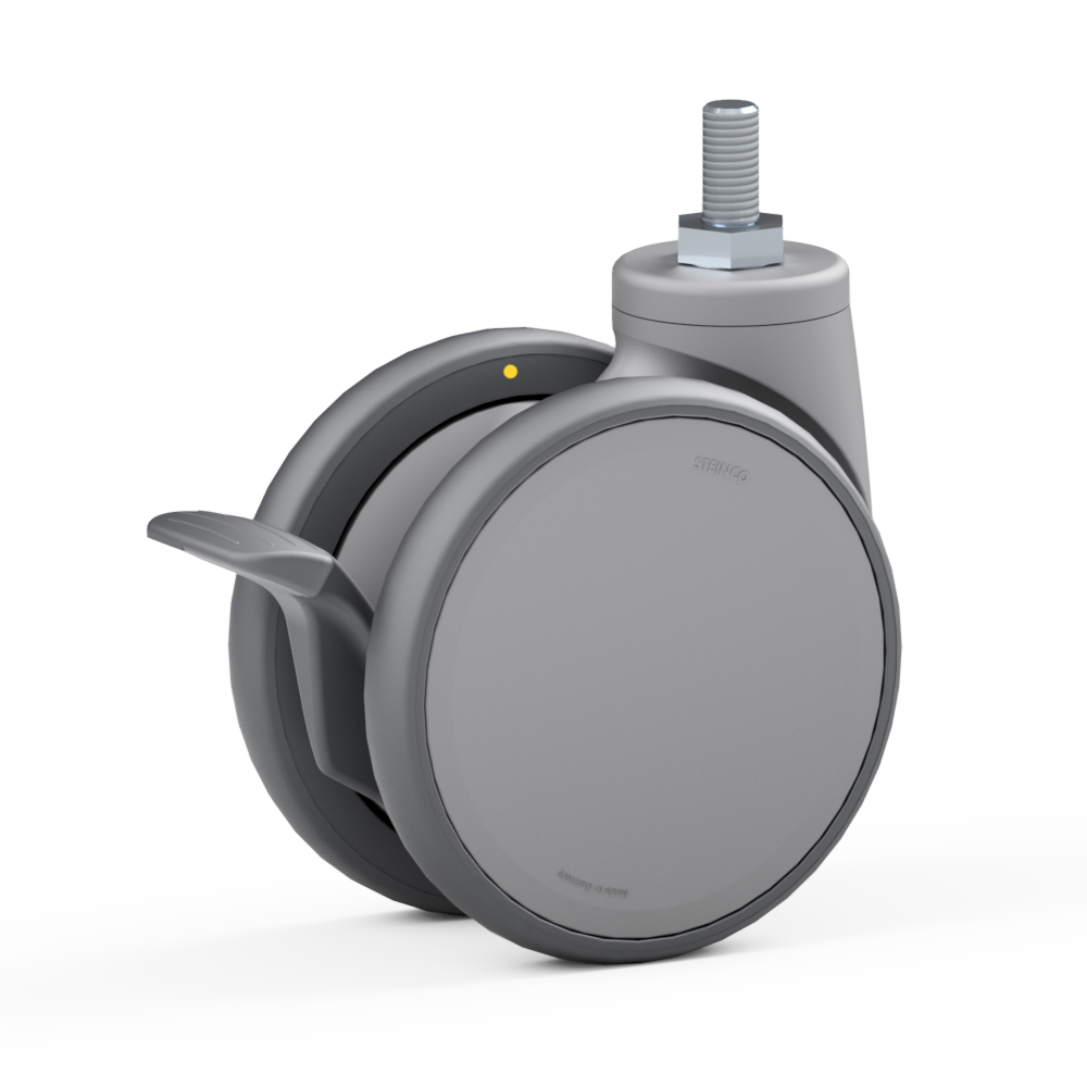 4.TLC0.FPC0, Double swivel castor, ∅ 125 mm, Ball bearing, TPU, Threaded bolt