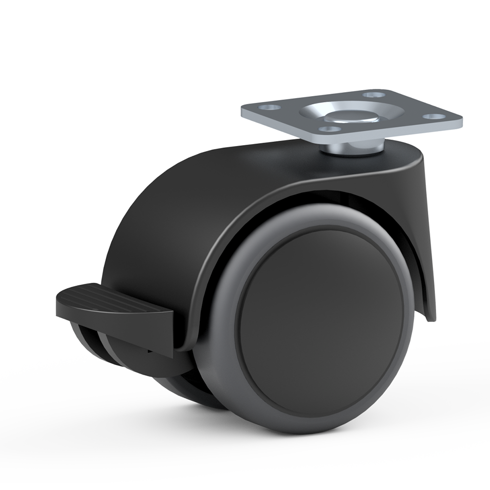 WH620V, Double swivel castor, ∅ 50 mm, Plain bearing, Polypropylene, Mounting plate