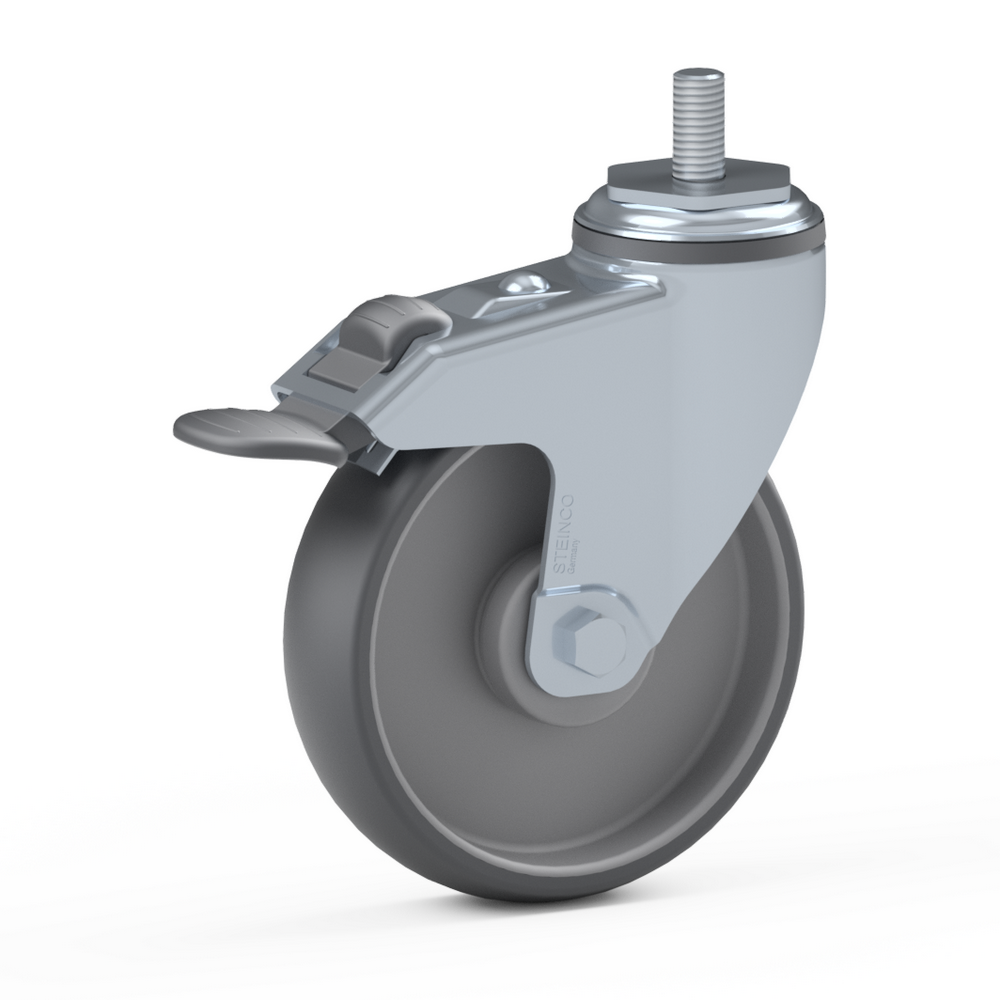 2.LSF0.JLB0, Single wheel swivel castor, ∅ 125 mm, Plain bearing, TPE, Screw