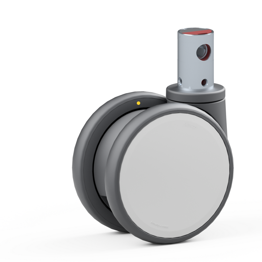 4.Y7F0.FQD0, Double swivel castor, ∅ 150 mm, Ball bearing, TPU, Stem for central locking
