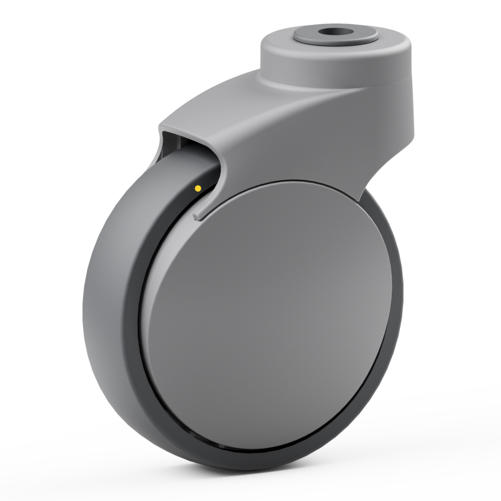 1.XAL0.PW40, Single wheel swivel castor, ∅ 125 mm, Ball bearing, TPU, Bolt hole