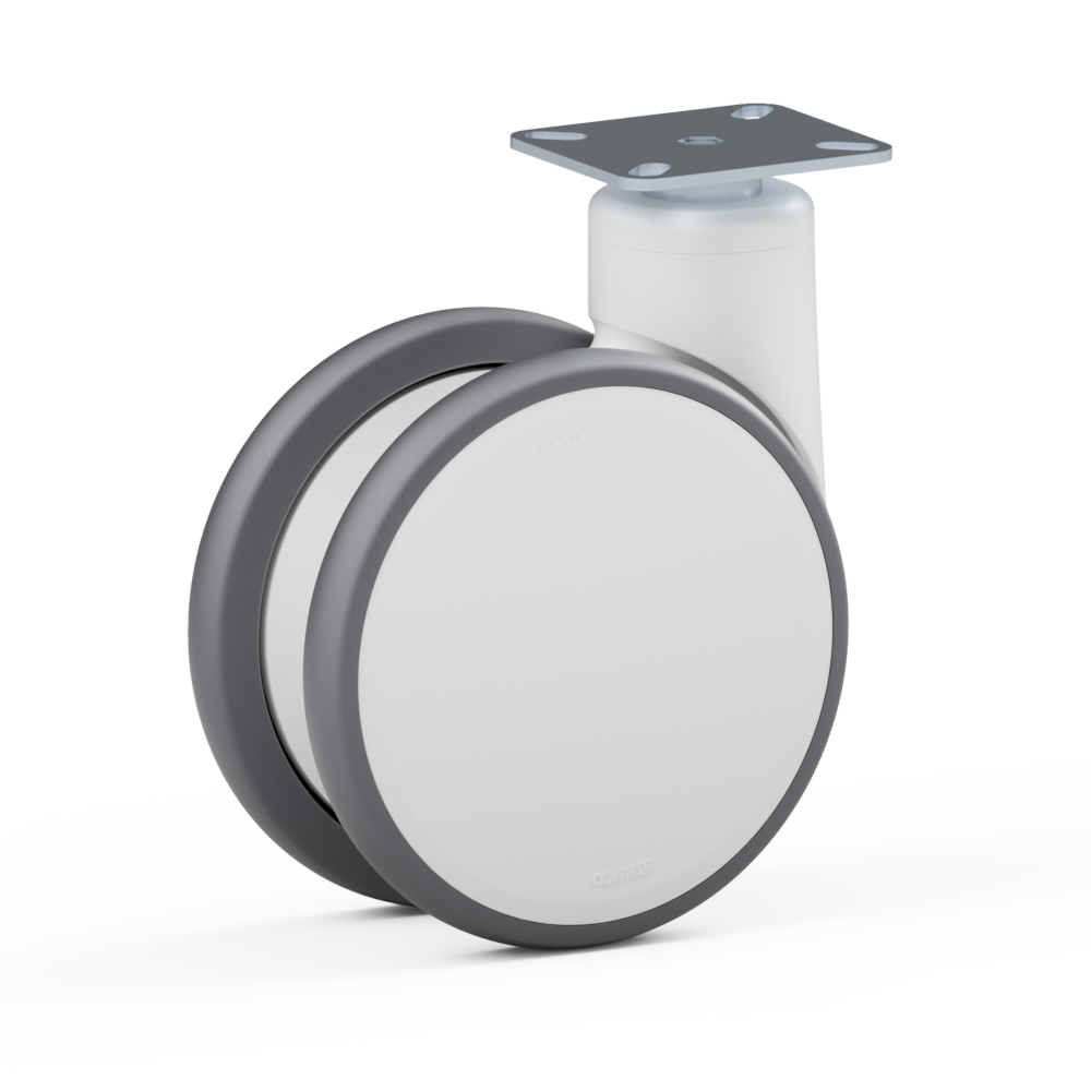 3.SFA0.FQH0, Ruota gemellata con supporto girevole, ∅ 150 mm, Cuscinetto a sfere, TPU, Piastra di attacco a vite