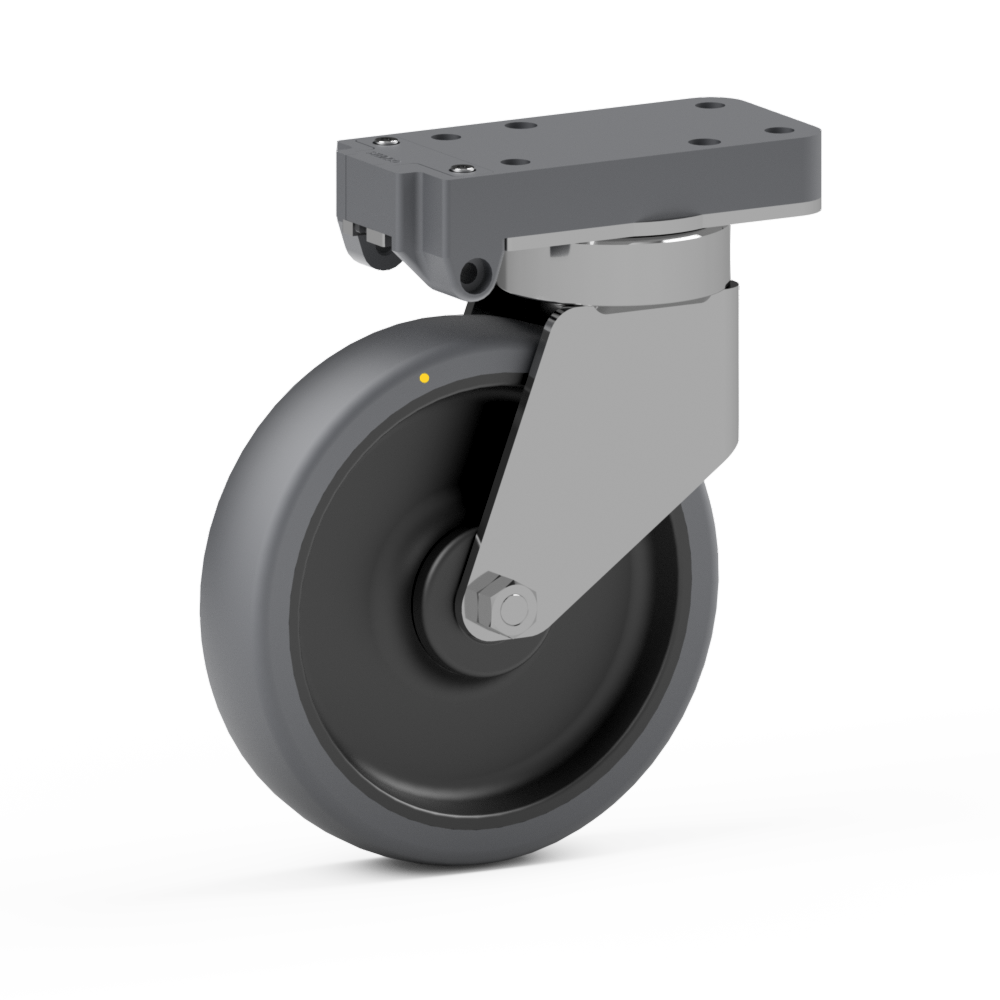 1.PF00.QDP0, Rueda giratoria simple, ∅ 200 mm, Cojinete a bolas, TPU, Placa de atornillado