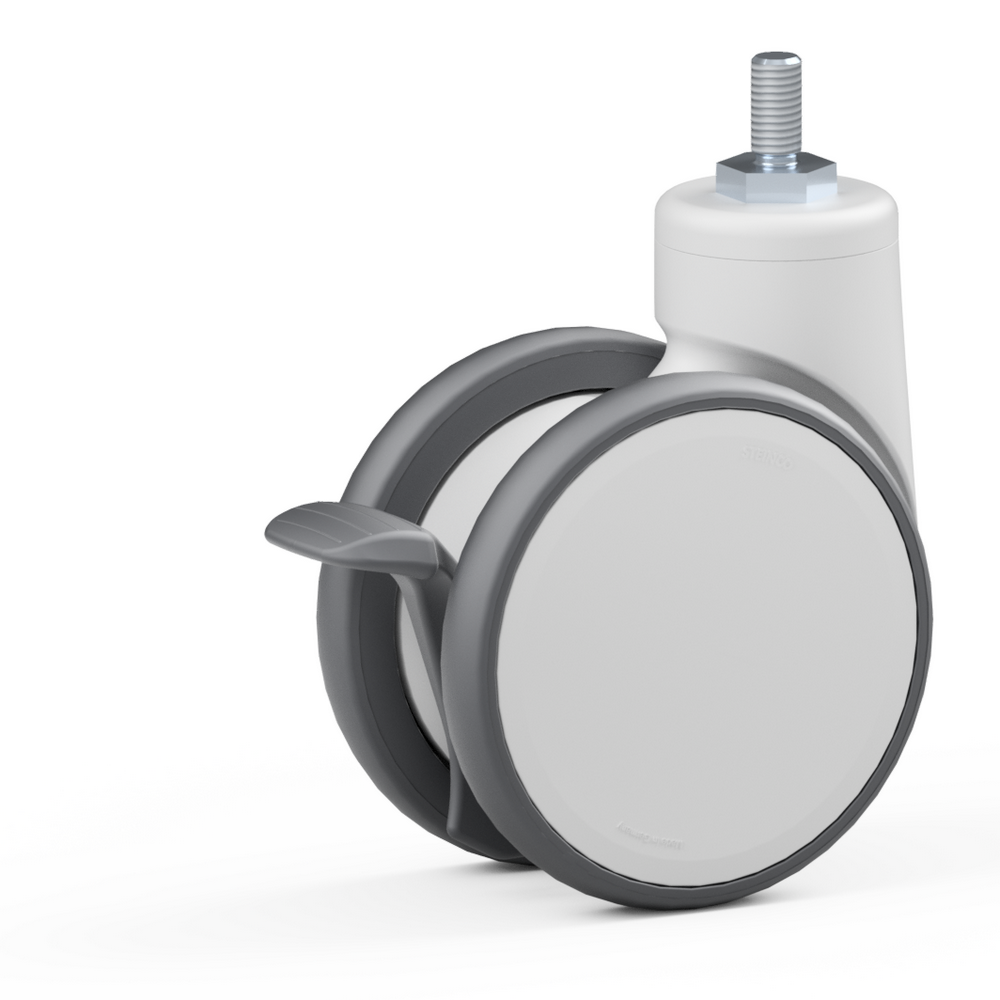 4.TQL0.FPB0, Double swivel castor, ∅ 125 mm, Ball bearing, TPU, Threaded bolt