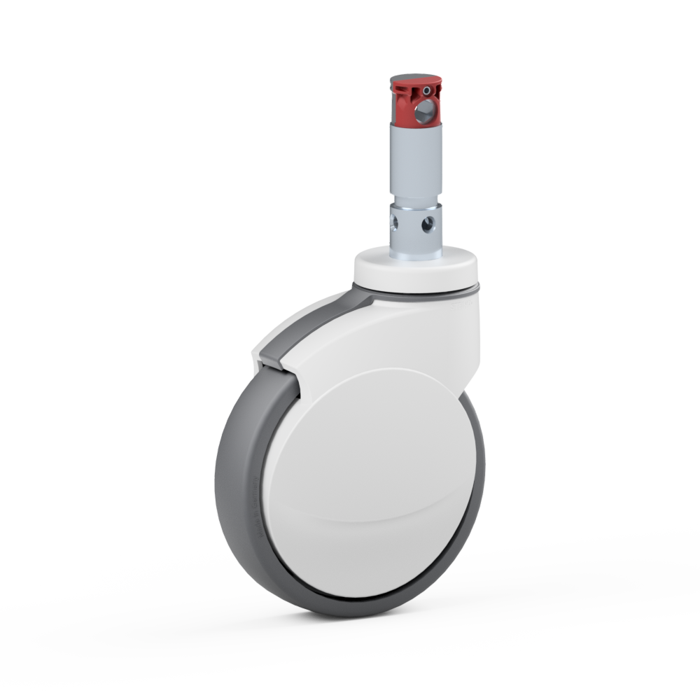 2.Z4Q0.NP10, Single wheel swivel castor, ∅ 150 mm, Ball bearing, TPU, Stem for central locking