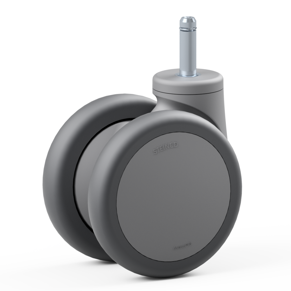 3.S2T0.DLA0, Double swivel castor, ∅ 75 mm, Plain bearing, TPU, Stem with friction ring