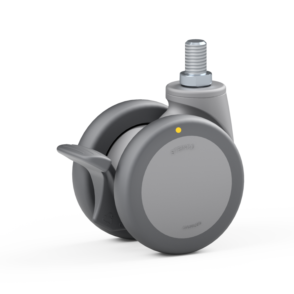 4.RUN0.DGC0, Double swivel castor, ∅ 65 mm, Plain bearing, TPU, Threaded bolt