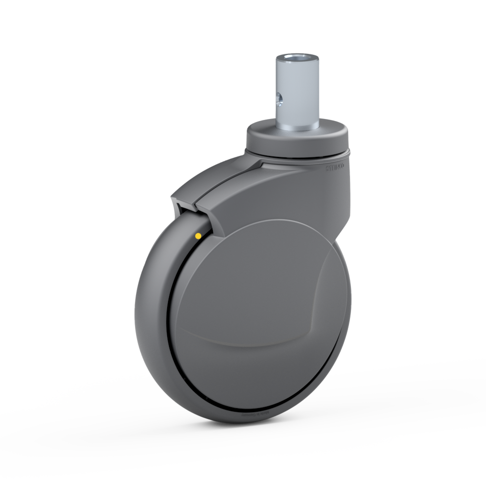 1.ZA11.NNH1, Single wheel swivel castor, ∅ 125 mm, Ball bearing, TPU, Plain stem with transversal bore