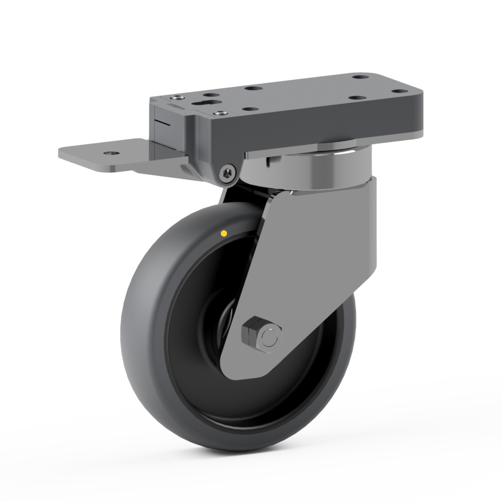 2.PJ20.QB10, Single wheel swivel castor, ∅ 175 mm, Ball bearing, TPU, Mounting plate