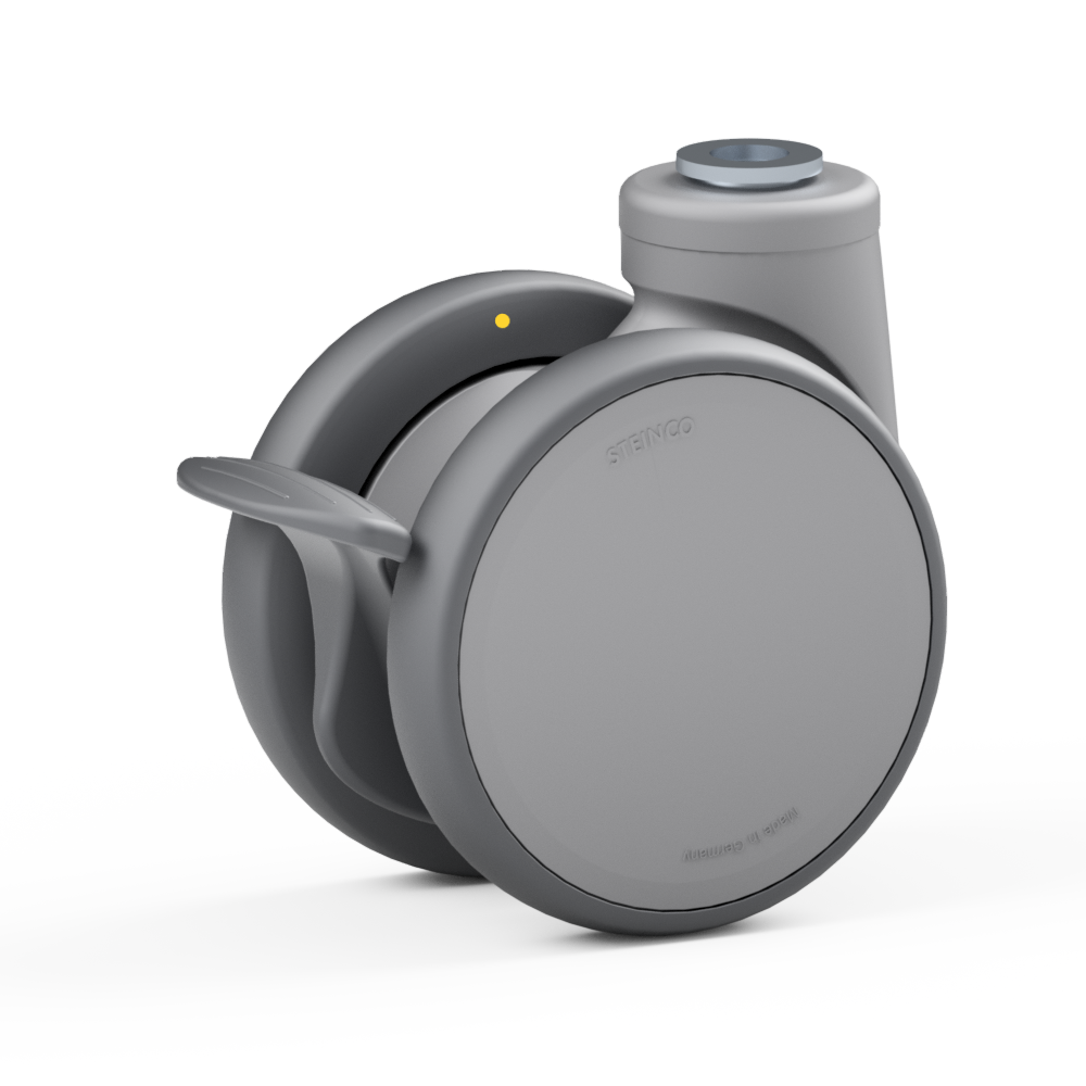 4.YQS0.FNC0, Rueda giratoria doble, ∅ 100 mm, Cojinete a bolas, TPU, Agujero pasante para