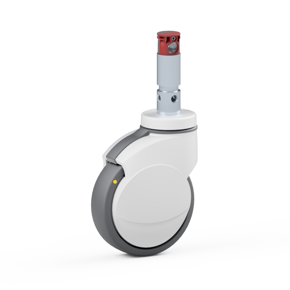 2.Z1N0.NN10, Single wheel swivel castor, ∅ 125 mm, Ball bearing, TPU, Stem for central locking