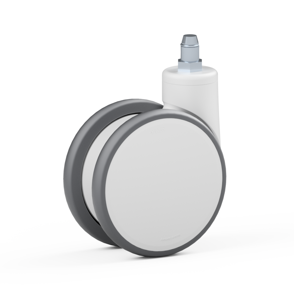 3.SF50.FQH0, Rueda giratoria doble, ∅ 150 mm, Cojinete a bolas, TPU, Perno con anillo de sujeción