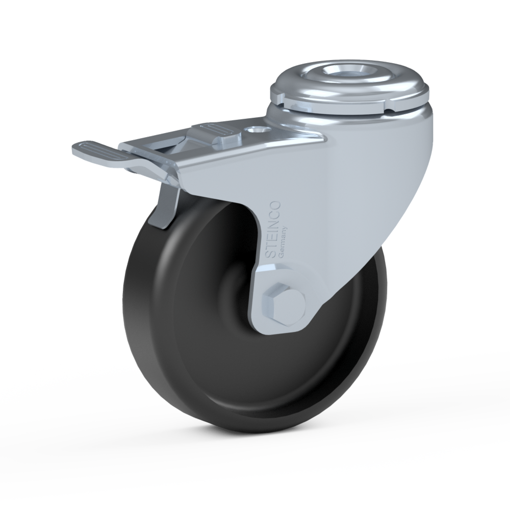 2.HGB0.E700, Single wheel swivel castor, ∅ 75 mm, Plain bearing, Polyamide, Bolt hole