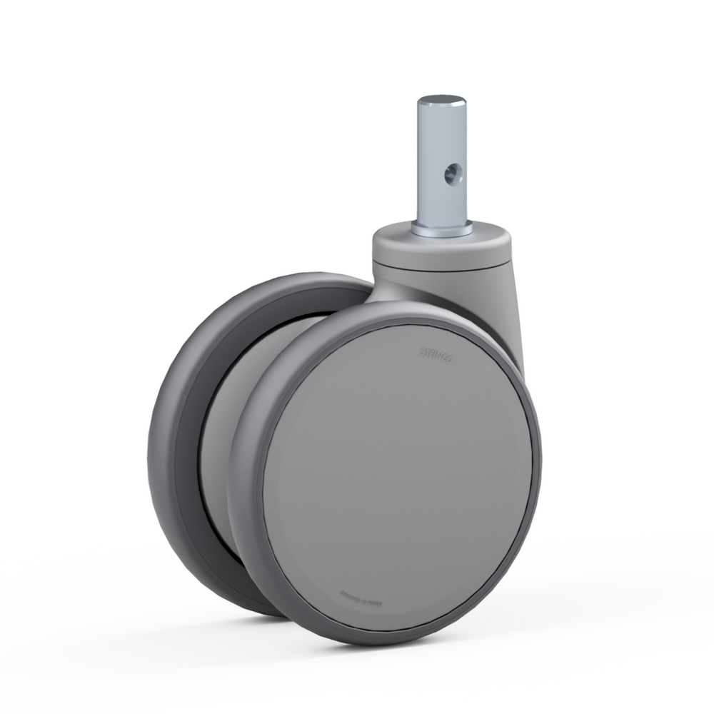3.TB01.FPA0, Double swivel castor, ∅ 125 mm, Ball bearing, TPU, Plain stem with transversal bore