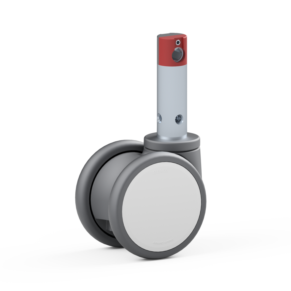 4.Y0S0.FM00, Double swivel castor, ∅ 100 mm, Ball bearing, TPU, Stem for central locking