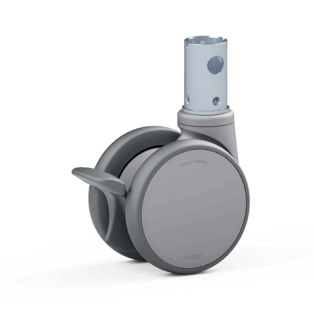 4.R800.FMA0, Rueda giratoria doble, ∅ 100 mm, Cojinete a bolas, TPU, Perno con agujero transversal