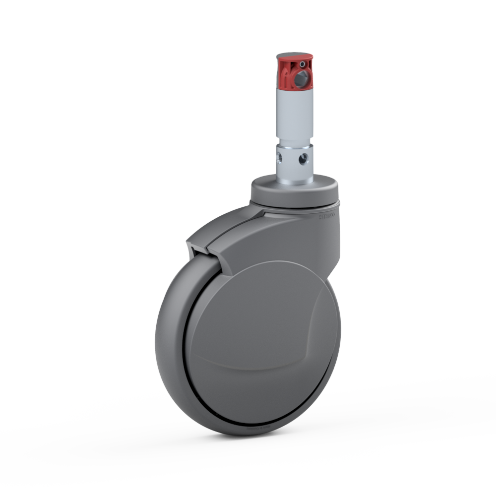 2.ZBN1.NNG1, Single wheel swivel castor, ∅ 125 mm, Ball bearing, TPU, Stem for central locking