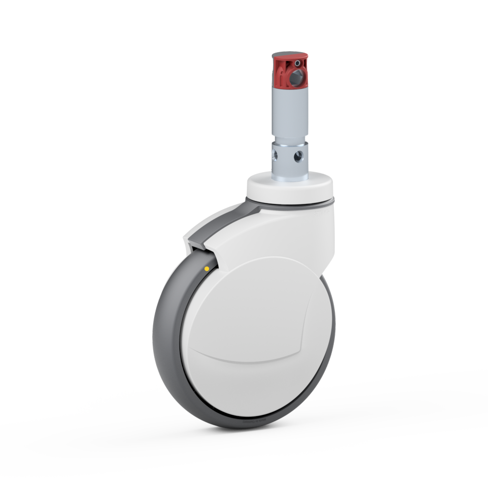 2.ZAQ0.NNH0, Single wheel swivel castor, ∅ 125 mm, Ball bearing, TPU, Stem for central locking