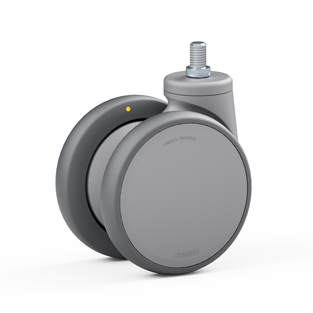 3.R0V0.FNC0, Double swivel castor, ∅ 100 mm, Ball bearing, TPU, Threaded bolt