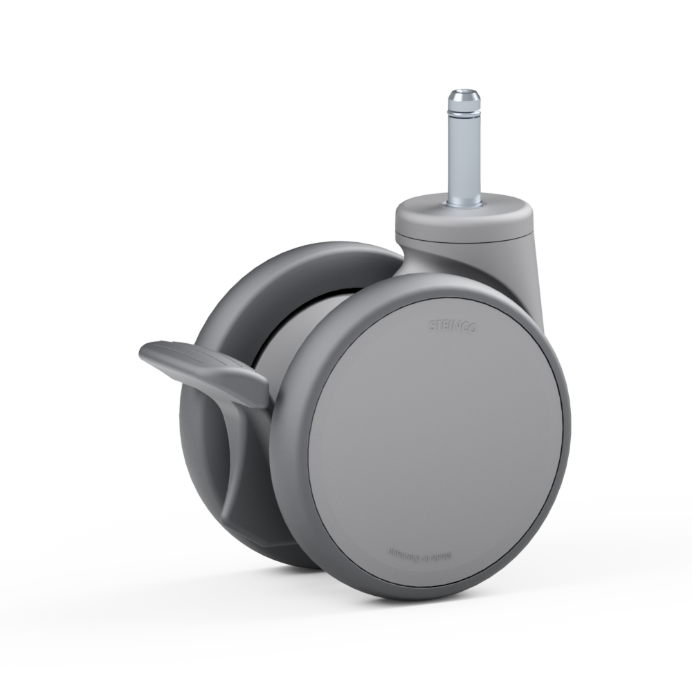 4.R7Q0.FMA0, Double swivel castor, ∅ 100 mm, Ball bearing, TPU, Stem with friction ring