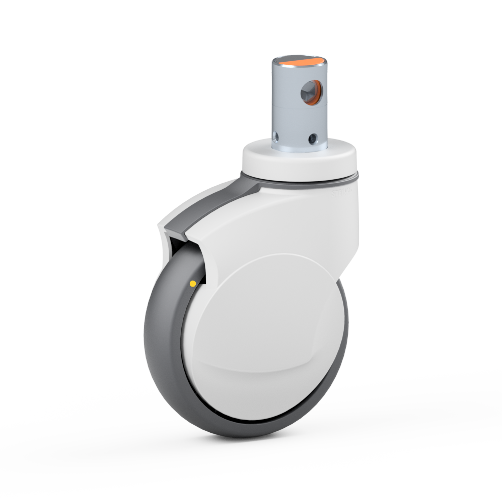 2.ZAA0.NNH0, Einrad-Lenkrolle, ∅ 125 mm, Kugellager, TPU, Bolzen für Zentralfeststellung