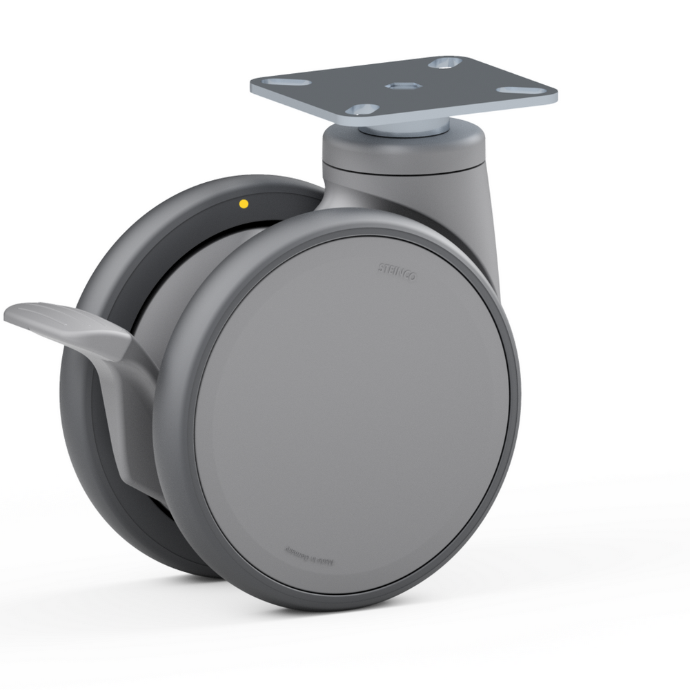 4.TNC0.FPC0, Double swivel castor, ∅ 125 mm, Ball bearing, TPU, Mounting plate