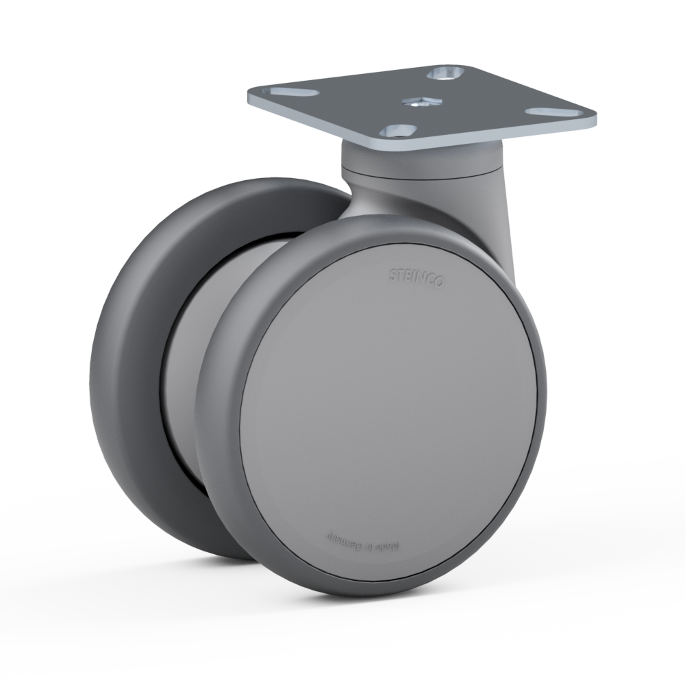 3.R1D0.FMA0, Double swivel castor, ∅ 100 mm, Ball bearing, TPU, Mounting plate