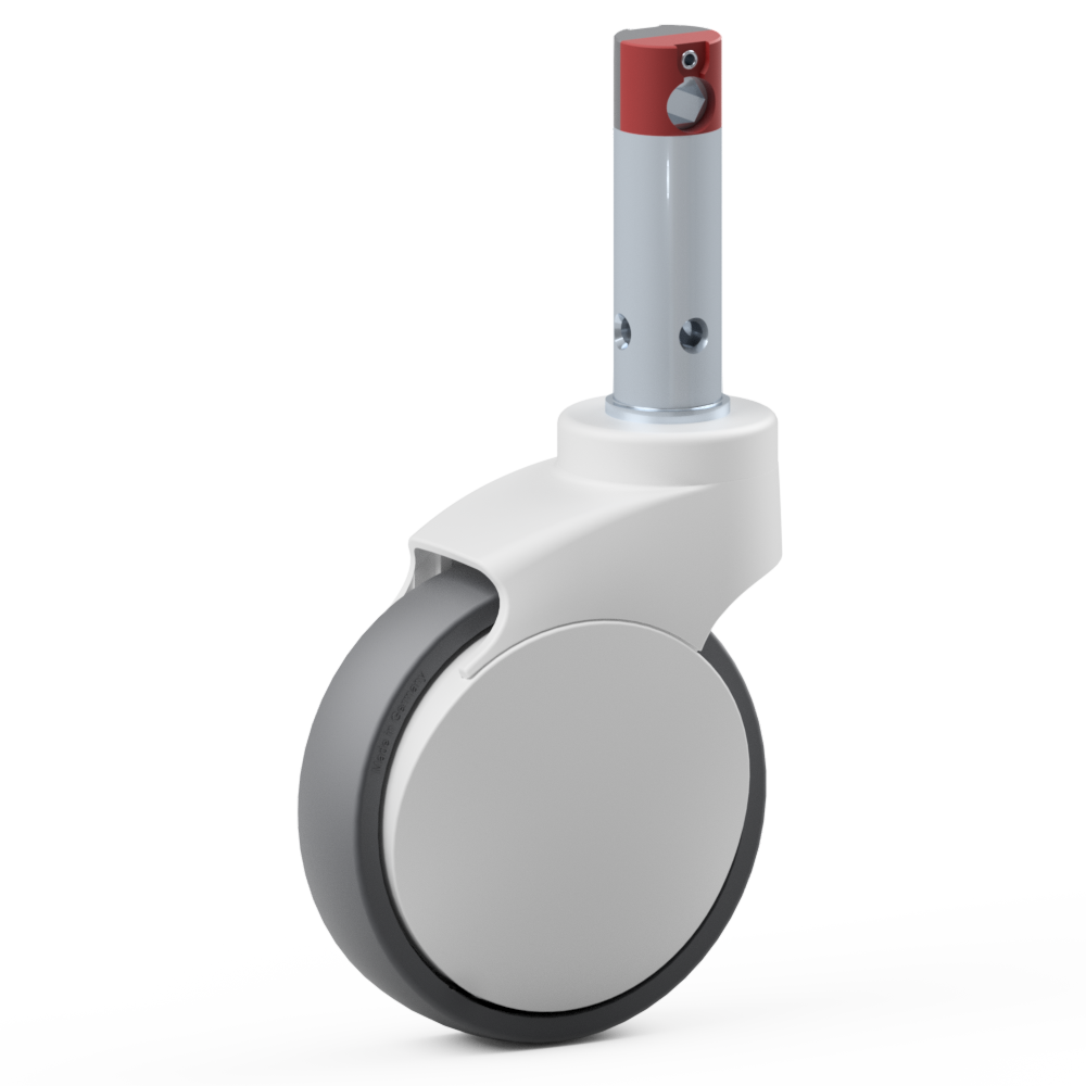 2.XSN0.PWA0, Single wheel swivel castor, ∅ 125 mm, Ball bearing, TPU, Stem for central locking