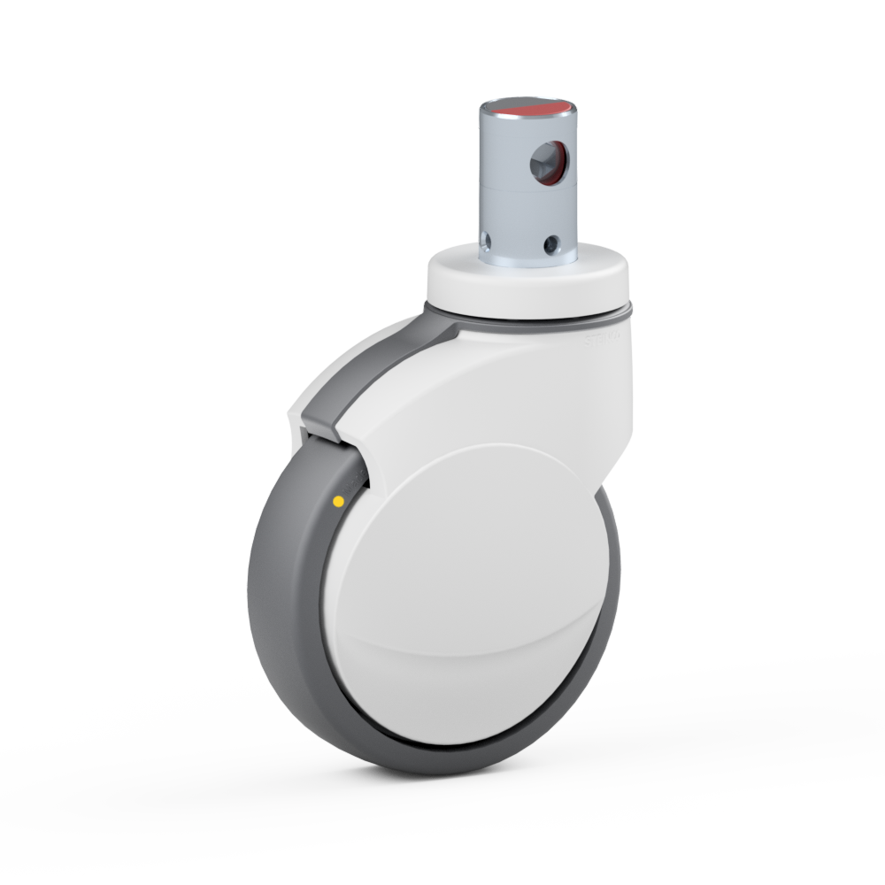 2.Z0A0.NN10, Single wheel swivel castor, ∅ 125 mm, Ball bearing, TPU, Stem for central locking