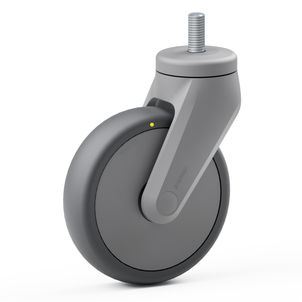 1.JTS0.NAB0, Single wheel swivel castor, ∅ 125 mm, Ball bearing, TPE, Screw