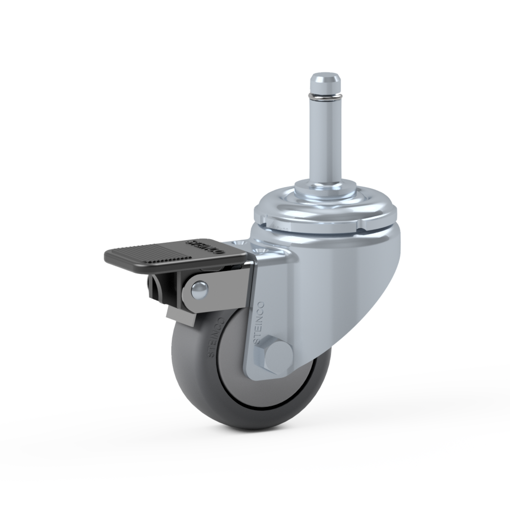 2.HXX0.C200, Single wheel swivel castor, ∅ 50 mm, Ball bearing, TPE, Stem with friction ring