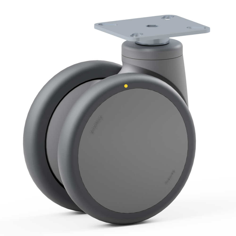 3.SLY0.DJC0, Double swivel castor, ∅ 75 mm, Ball bearing, TPU, Mounting plate