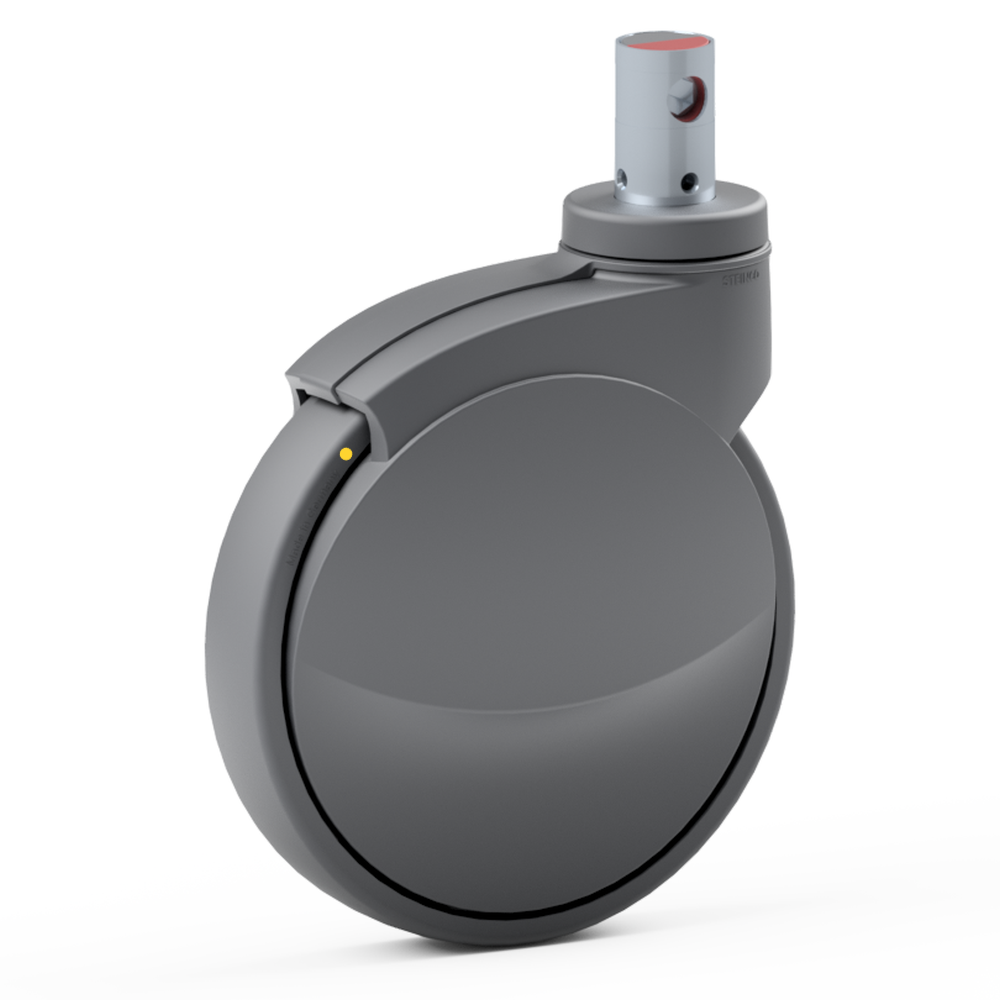 2.Z6C1.NQ11, Single wheel swivel castor, ∅ 200 mm, Ball bearing, TPU, Stem for central locking