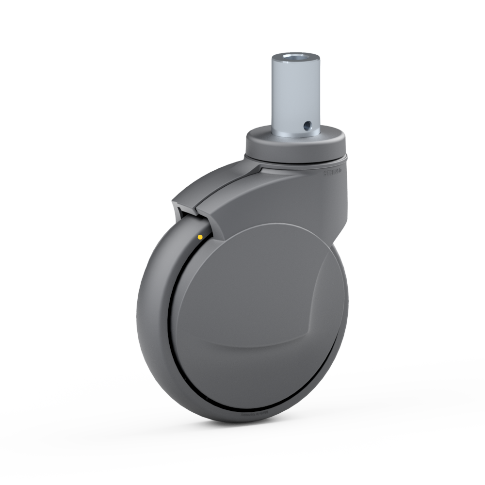 1.ZD01.NPH1, Rueda giratoria simple, ∅ 150 mm, Cojinete a bolas, TPU, Perno con agujero transversal