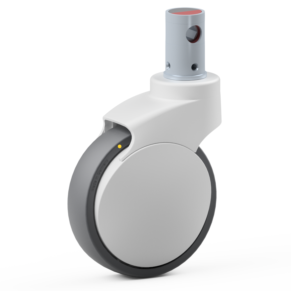 2.XUB0.PTC0, Single wheel swivel castor, ∅ 100 mm, Ball bearing, TPU, Stem for central locking