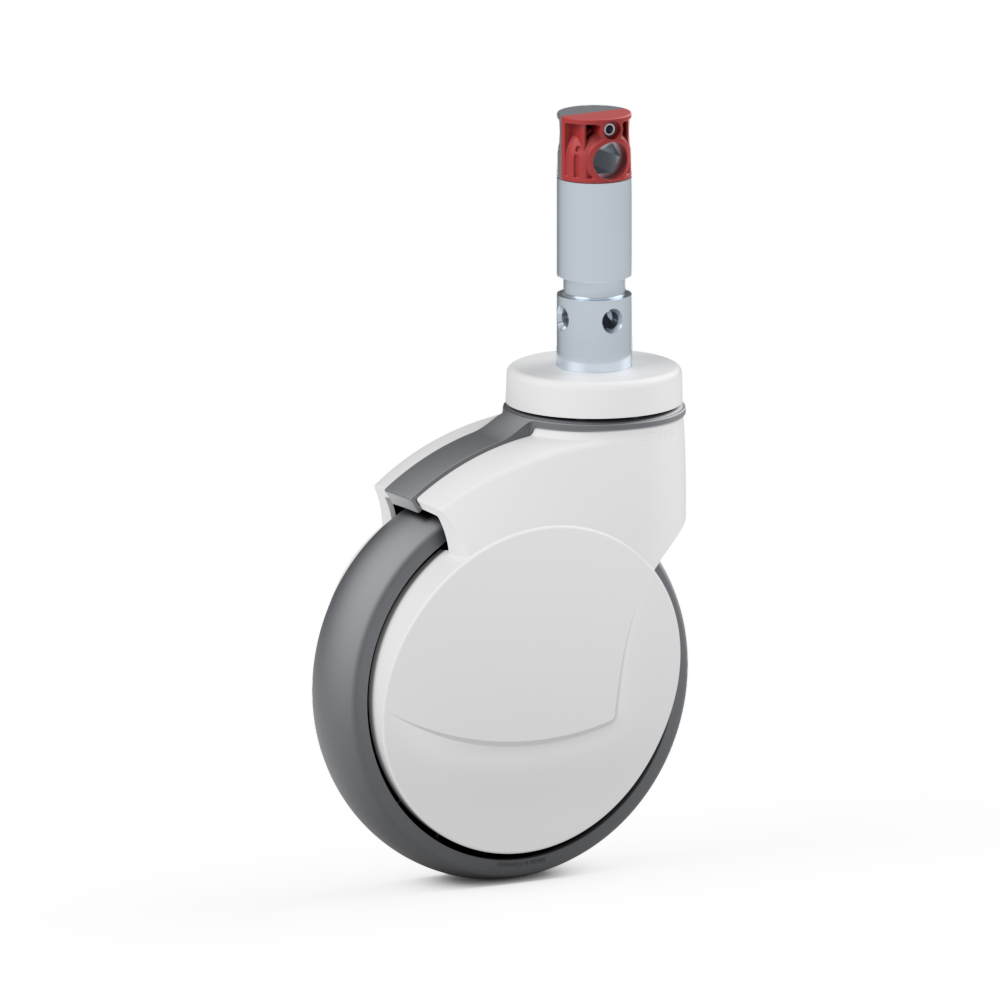 2.ZAQ0.NNG0, Single wheel swivel castor, ∅ 125 mm, Ball bearing, TPU, Stem for central locking
