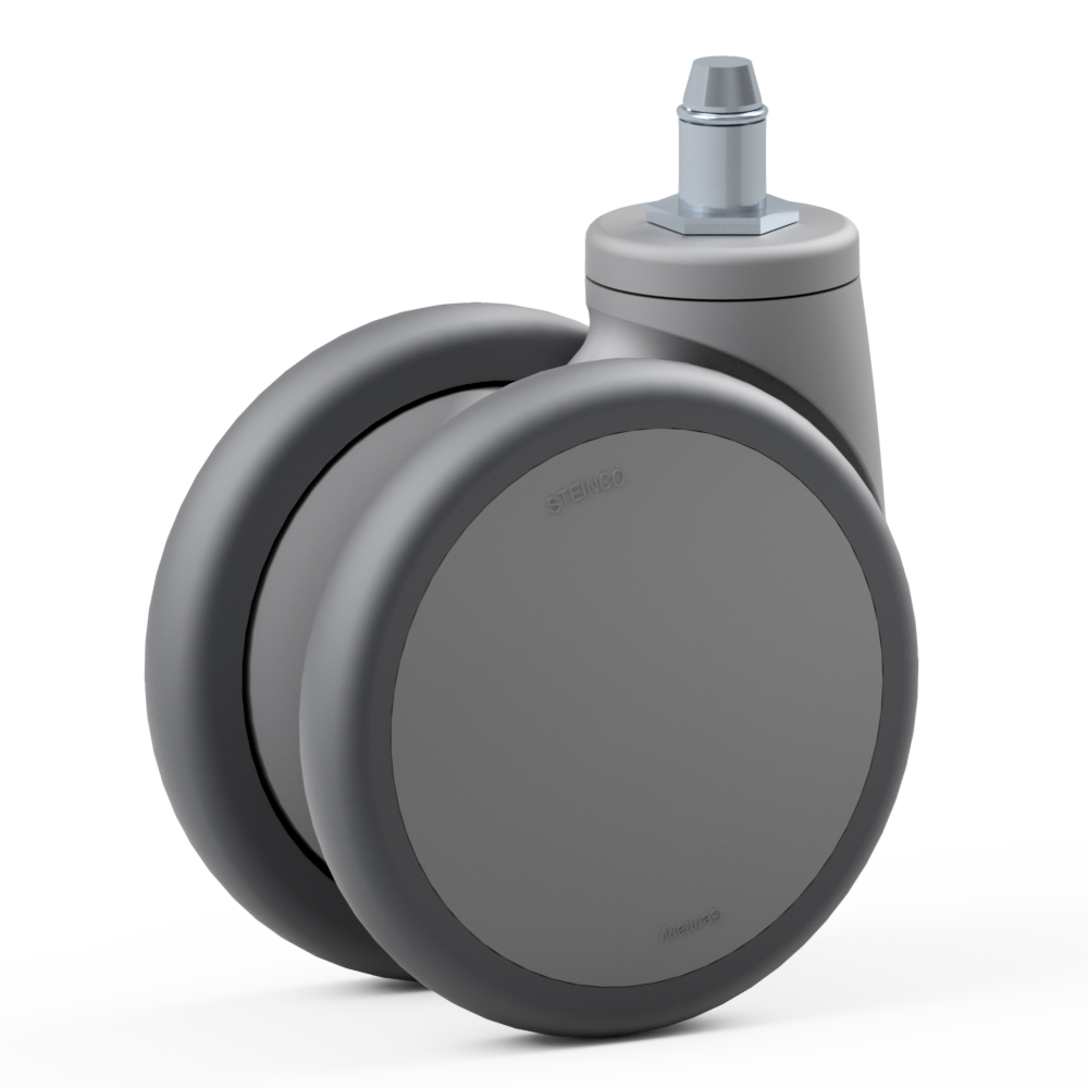 3.SF50.DQH0, Double swivel castor, ∅ 150 mm, Ball bearing, TPU, Stem with friction ring