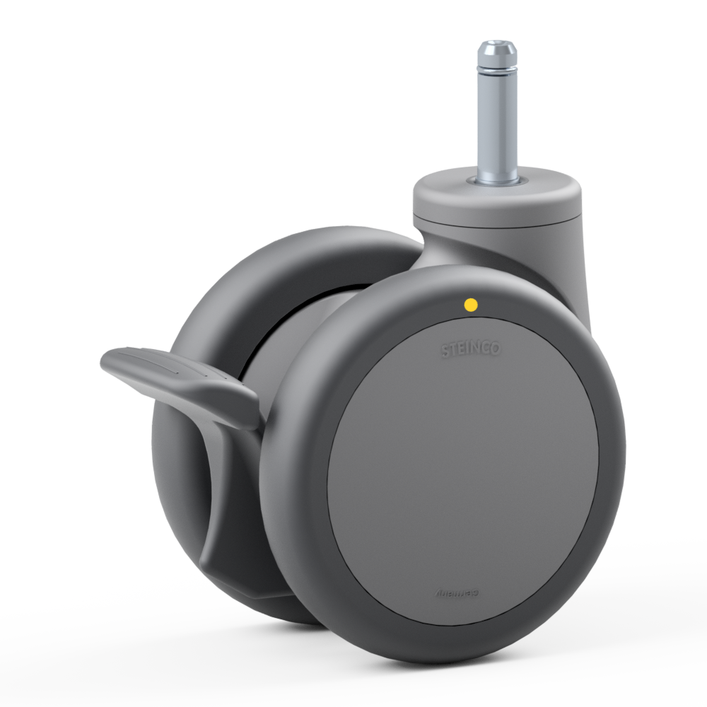 4.S6V0.DLC0, Doppel-Lenkrolle, ∅ 75 mm, Gleitlager, TPU, Bolzen mit Klemmring