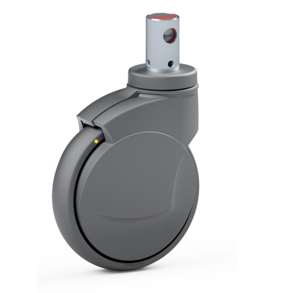 2.ZAA1.NNH1, Single wheel swivel castor, ∅ 125 mm, Ball bearing, TPU, Stem for central locking