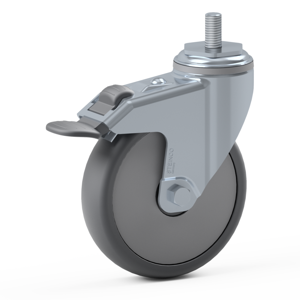 2.LLF0.NDA0, Single wheel swivel castor, ∅ 100 mm, Ball bearing, TPE, Screw